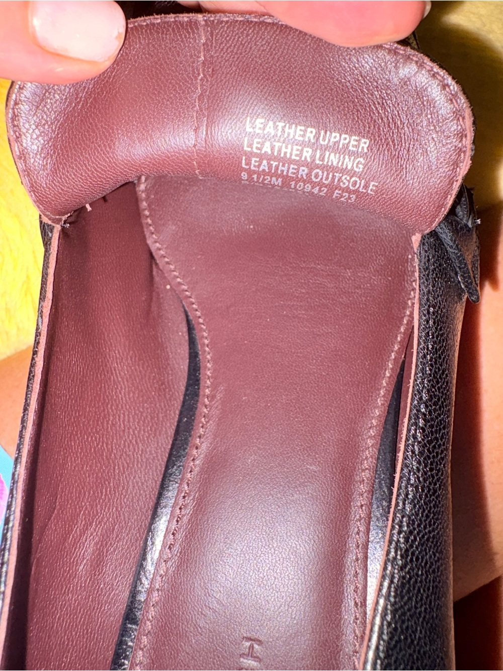 Tory Burch Black Leather Block Heel Loafers with Gold Chain and Brown Accent - Picture 5 of 7